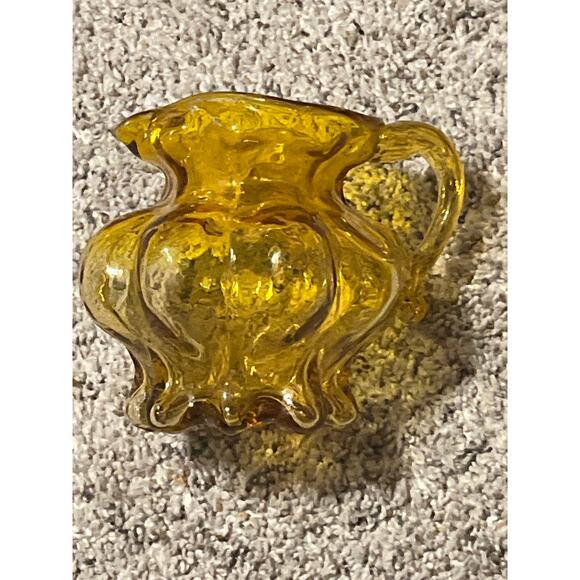 Kanawha Amber Art Glass Pitcher Melon Style Pitcher Jug UV Reactive Cadmium GLOW - Picture 1 of 9